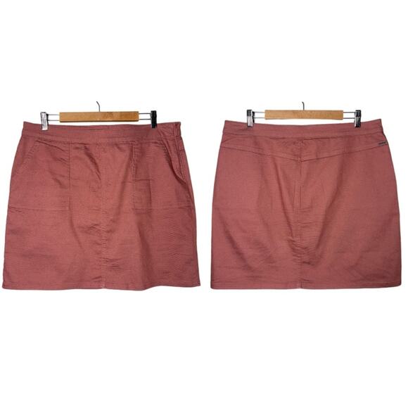 Prana Kara skirt Women's Size 14 Lacquered Rose Pink Stretch Denim A-Line - Picture 1 of 14